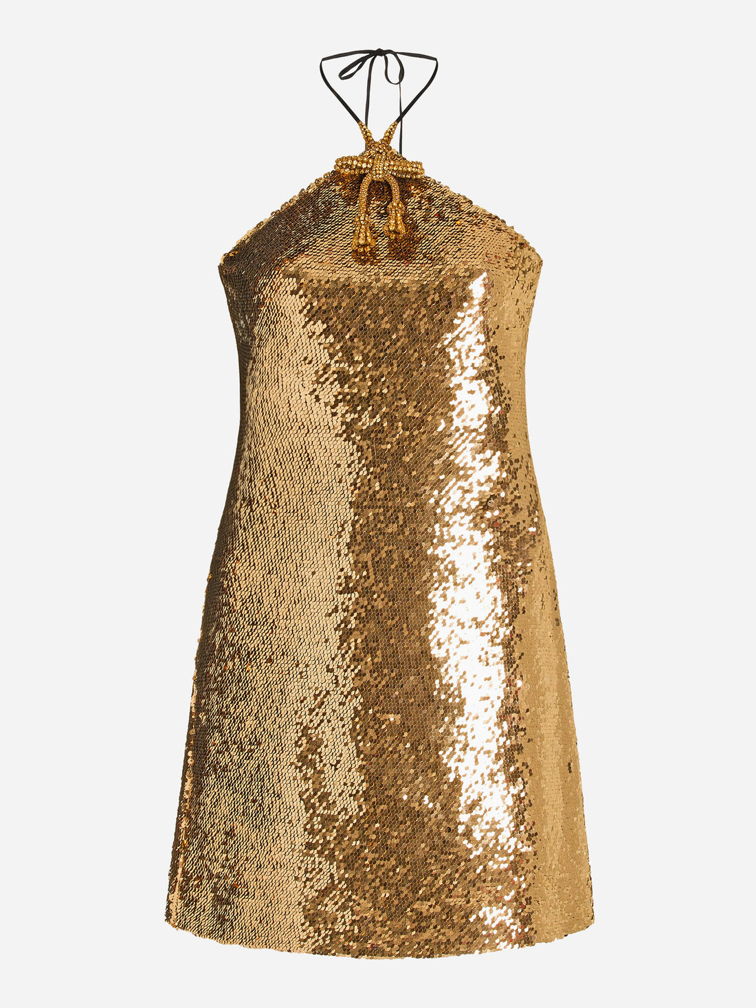 RODARTE Gold Sequin Mini Bias Dress