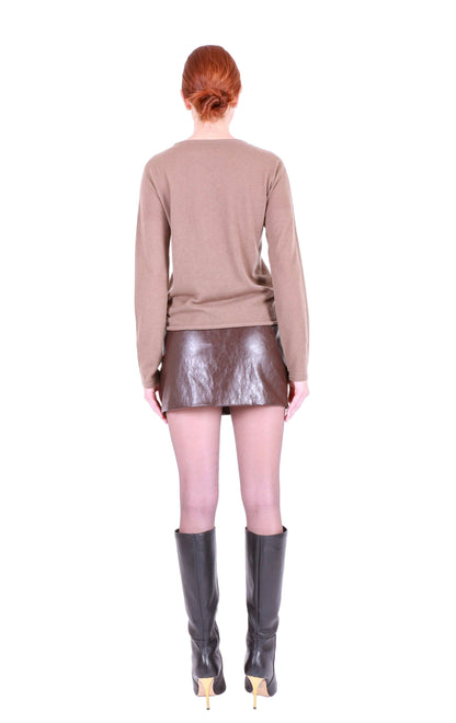 MAJESTIC FILATURES Long Sleeve Cashmere Crewneck Brown