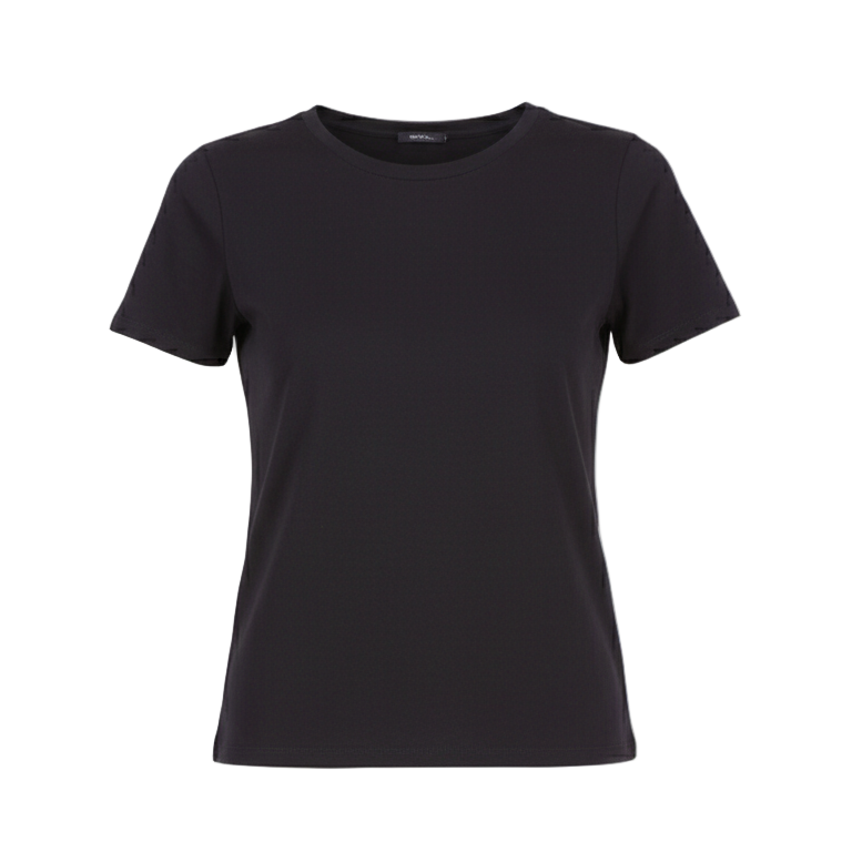 MAJESTIC FILATURES Short Sleeve Cashmere Crewneck Black