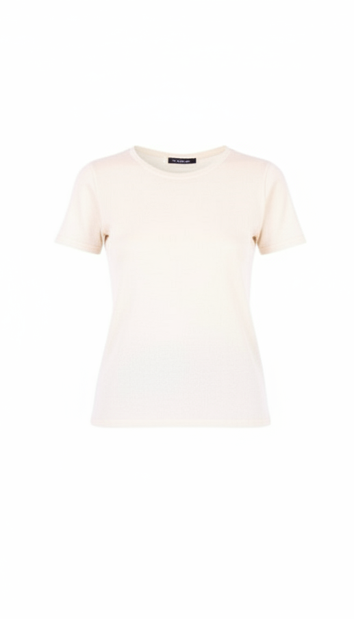 MAJESTIC FILATURES Short Sleeve Cashmere Crewneck Cream