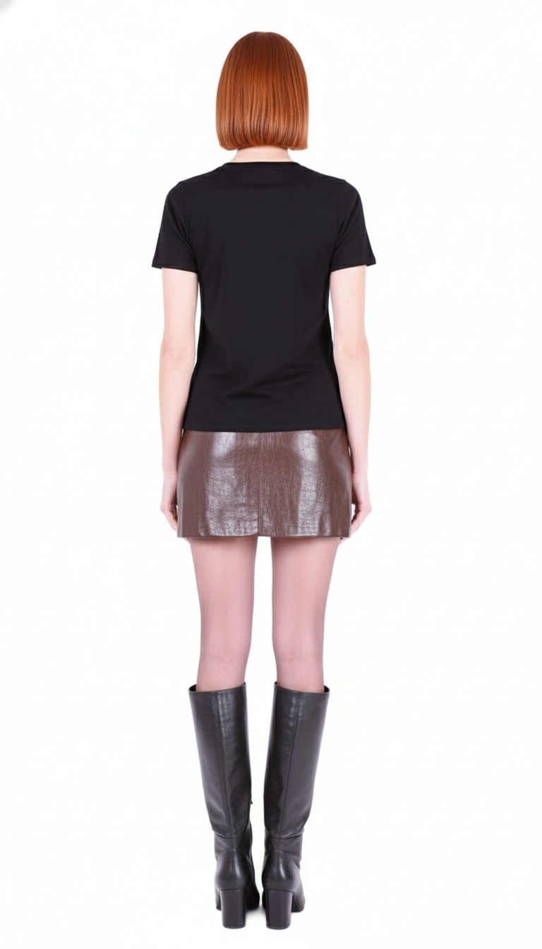 MAJESTIC FILATURES Short Sleeve Cashmere Crewneck Black