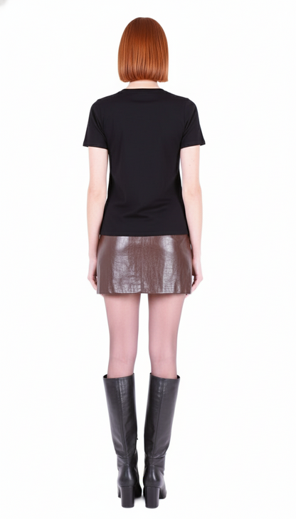 MAJESTIC FILATURES Short Sleeve Cashmere Crewneck Black