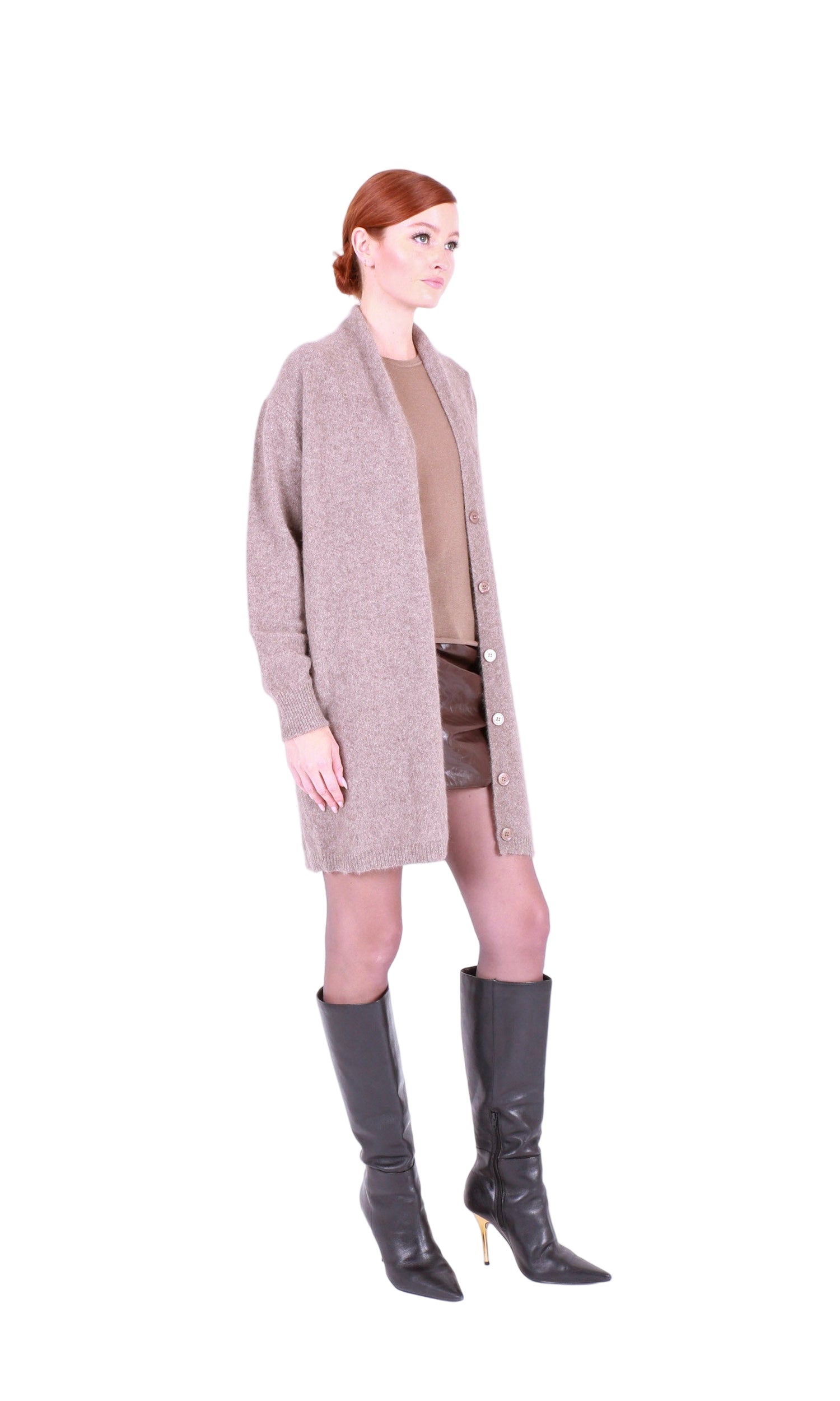 MAJESTIC FILATURES Merino Fox Midi Cardigan Brown
