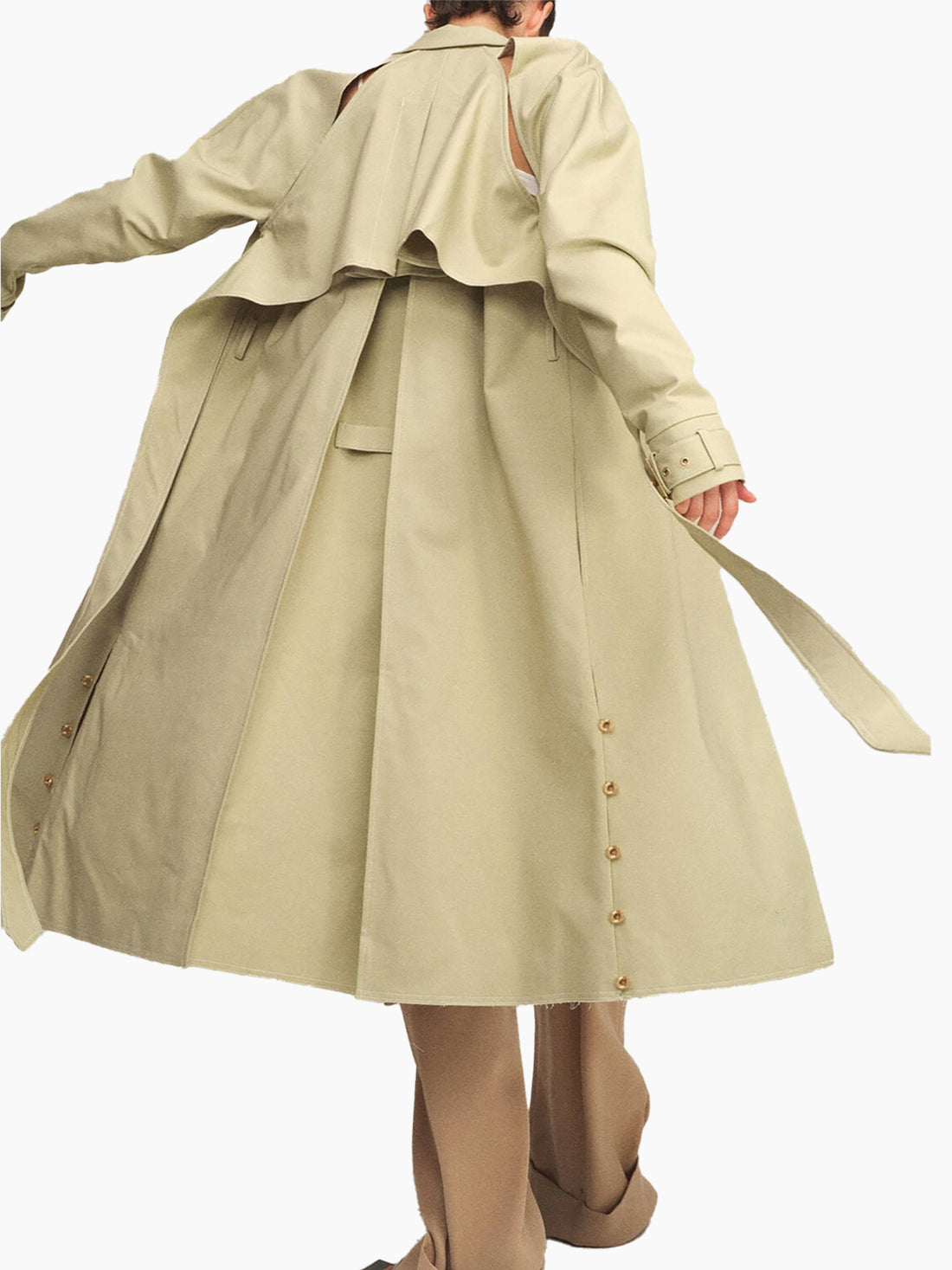 HAN WEN STUDIO Layered-Back Cotton Trench Coat