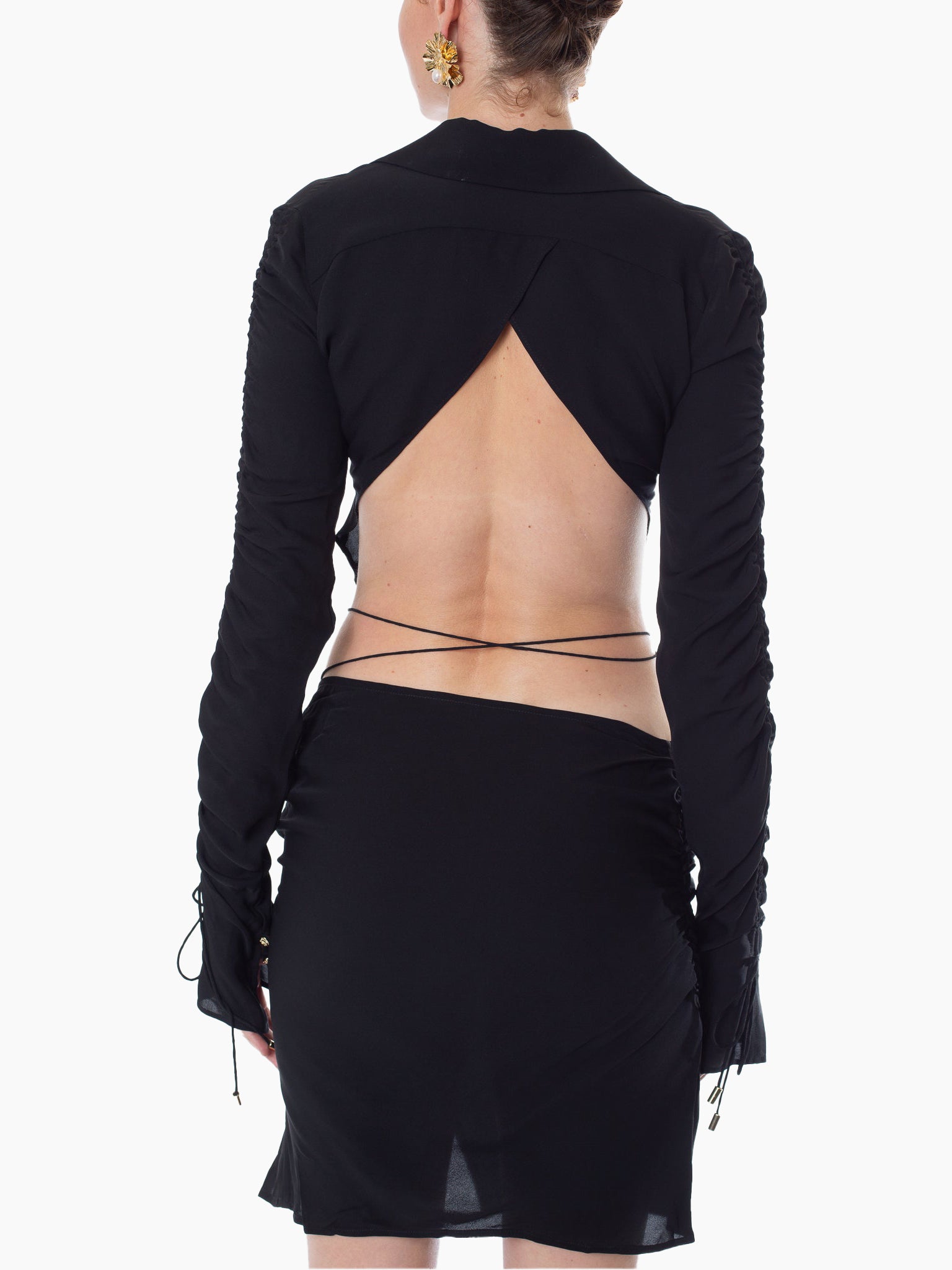 HAN WEN STUDIO Open Back Fitted Strappy Sleeve Blouse