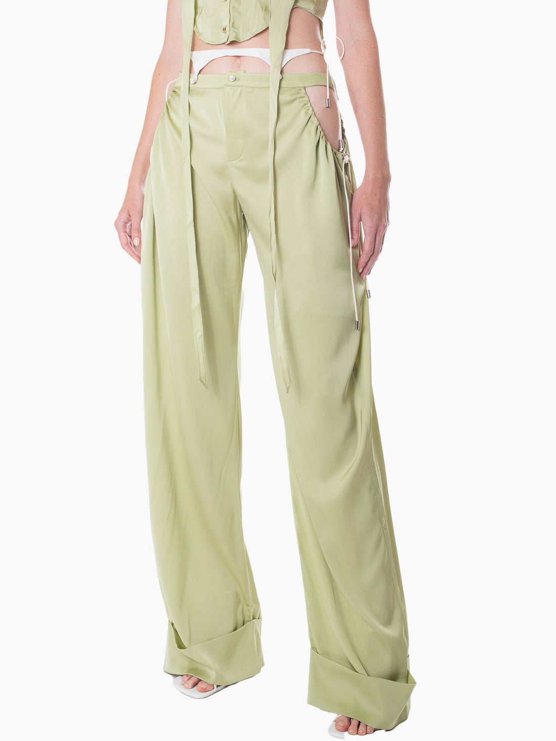 HAN WEN STUDIO Relaxed Fit Cut Out Silk Pant