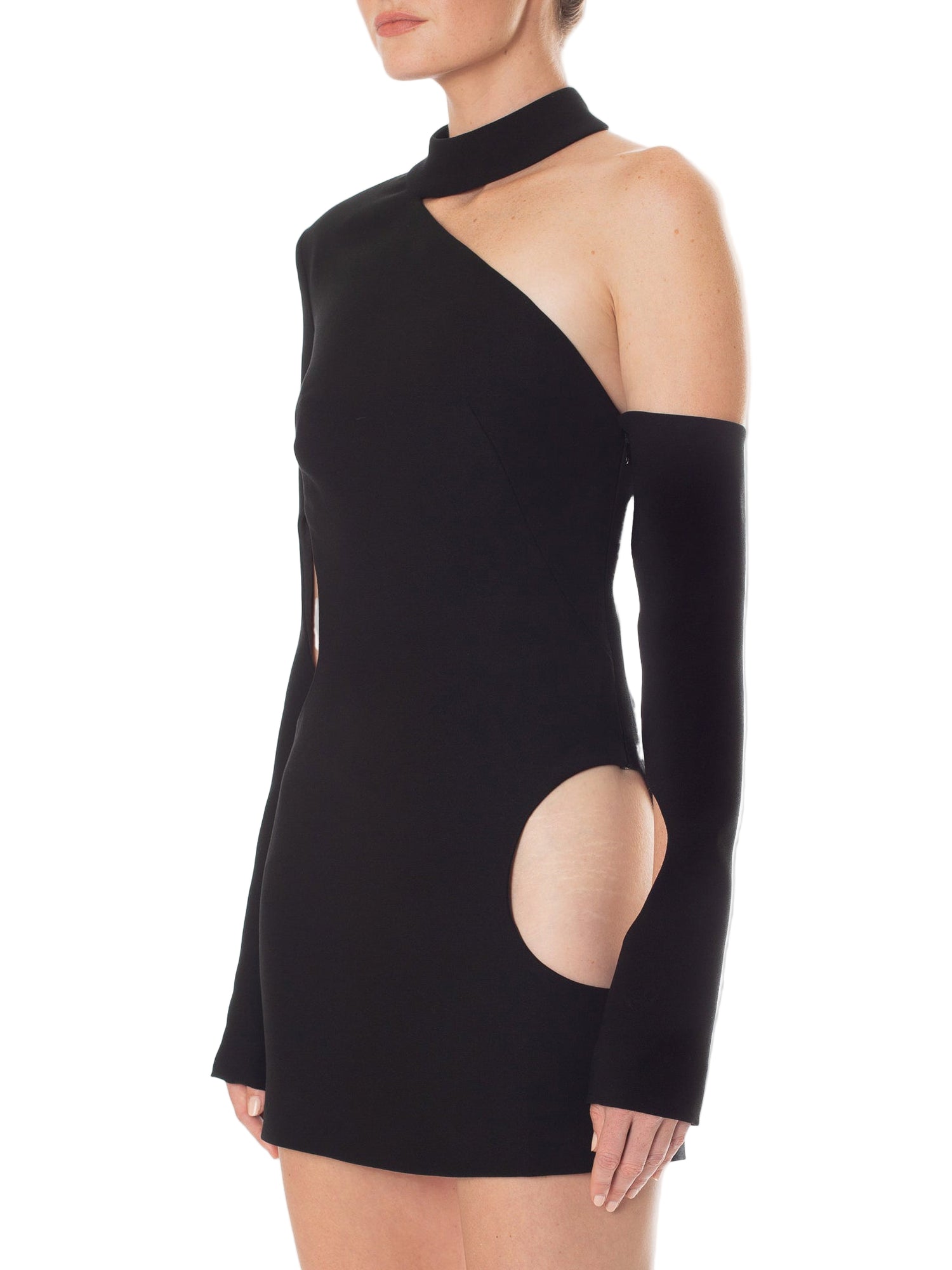 Monot One Shoulder Circle Cut Out Mini Dress 2 / Black Monot One Shoulder Circle Cut Out Mini Dress 2 / Black