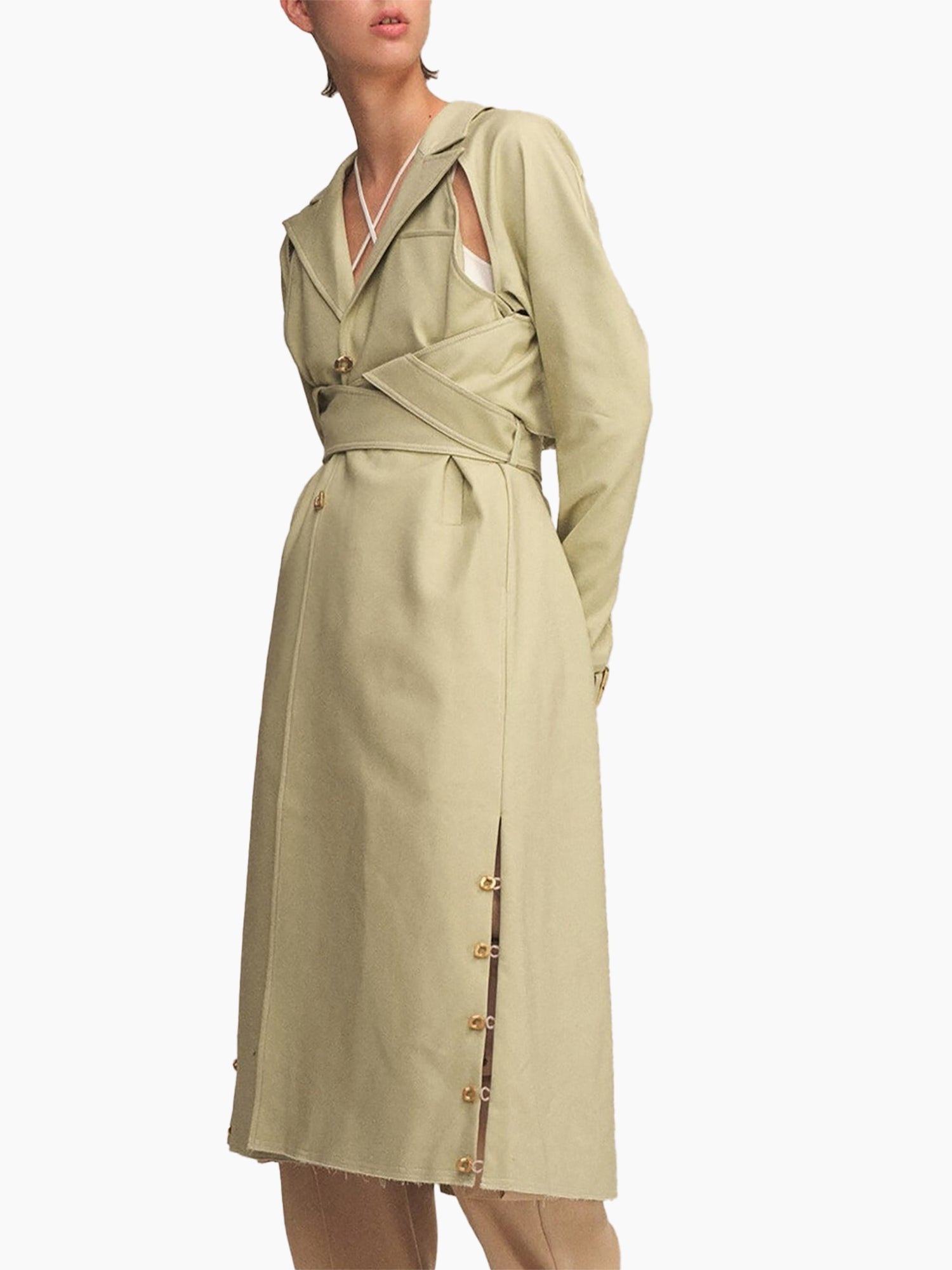 HAN WEN STUDIO Layered-Back Cotton Trench Coat