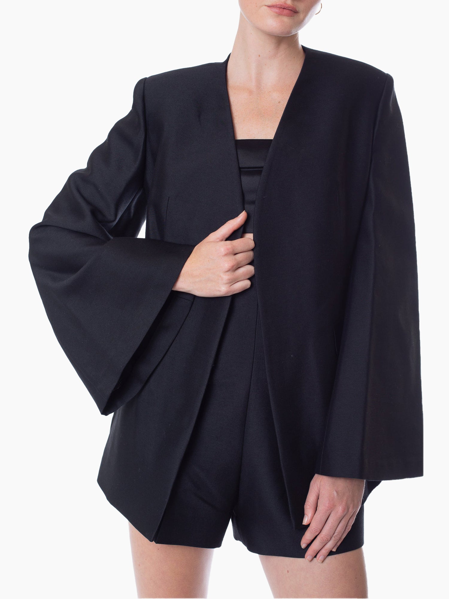 GIA STUDIOS Silk Wool Flared Sleeve Jacket