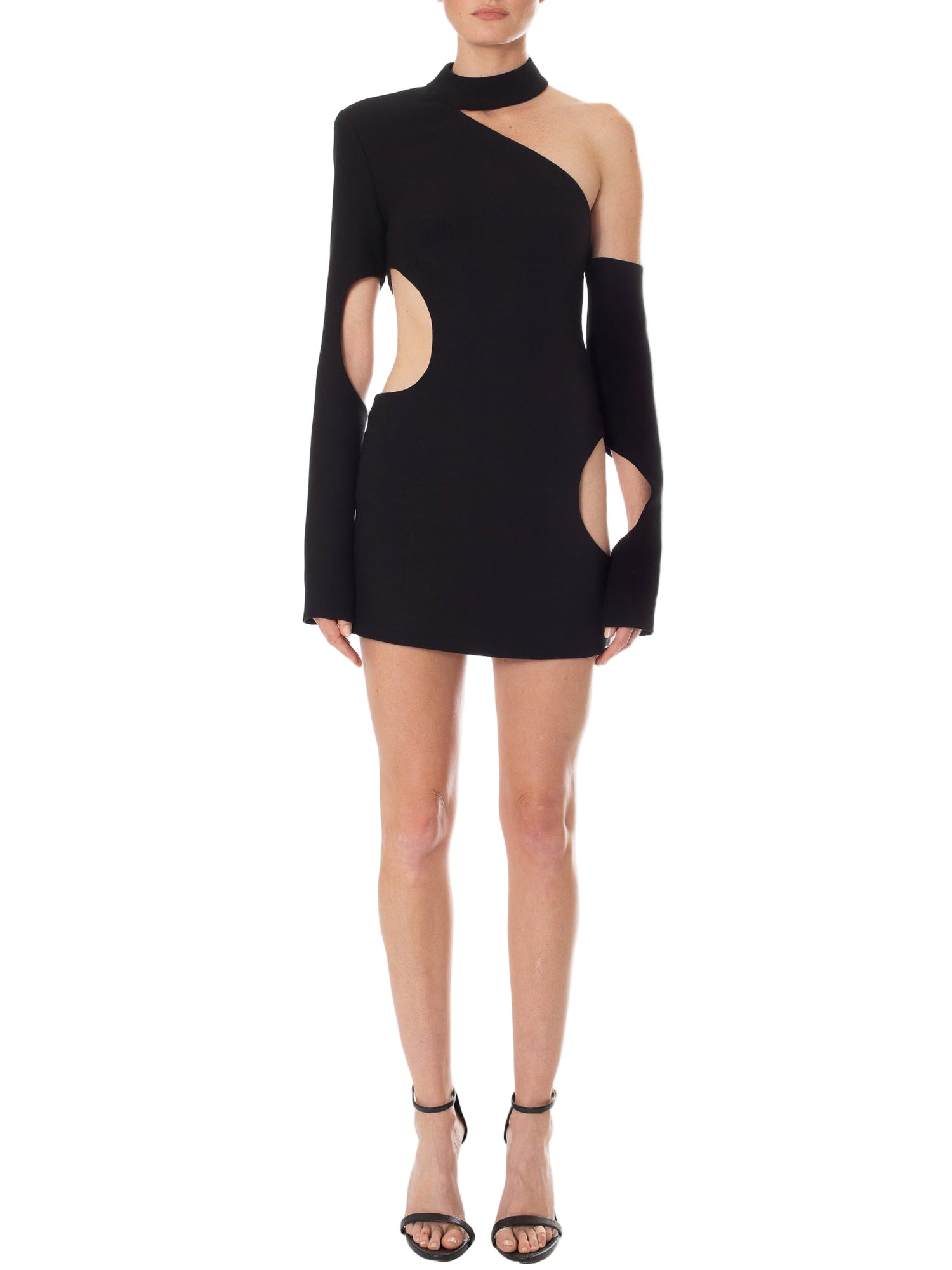 Monot One Shoulder Circle Cut Out Mini Dress 2 / Black Monot One Shoulder Circle Cut Out Mini Dress 2 / Black