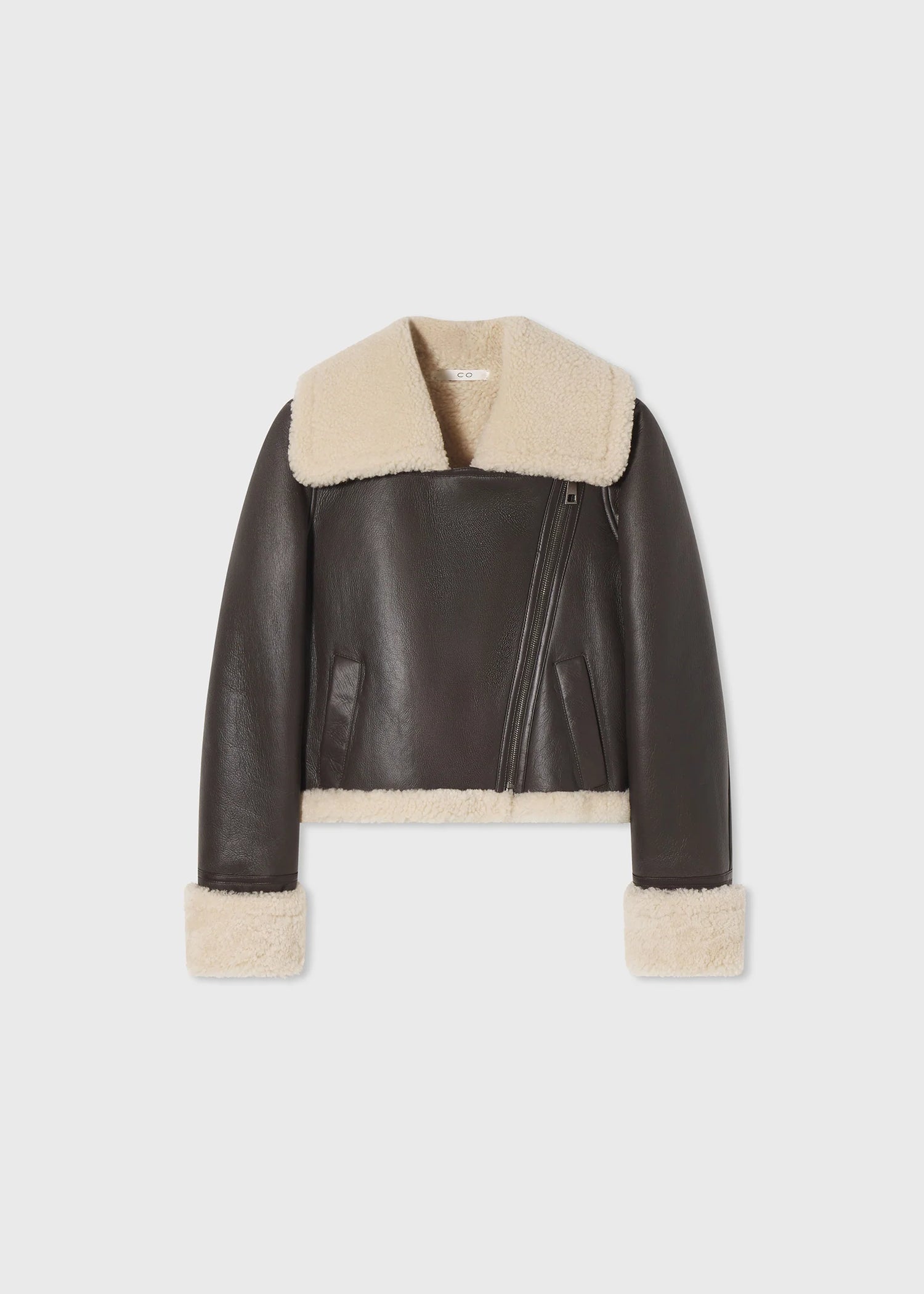 CO Cropped Moto Jacket in Shearling Leather