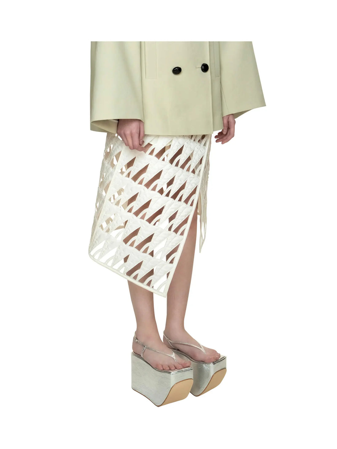 JADEN CHO Laser Cut Quilted Skirt