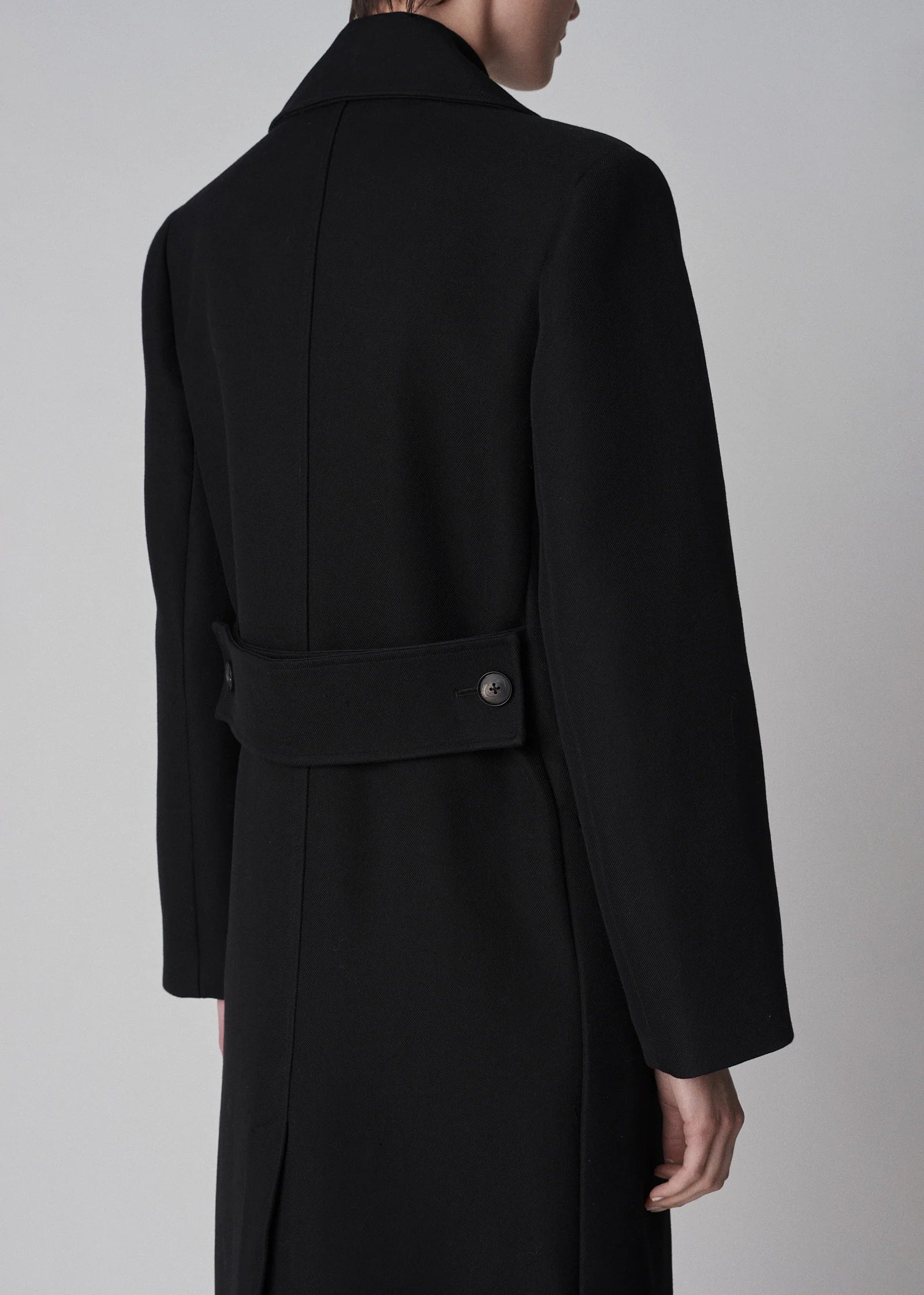 CO Long Peacoat in Double Cotton