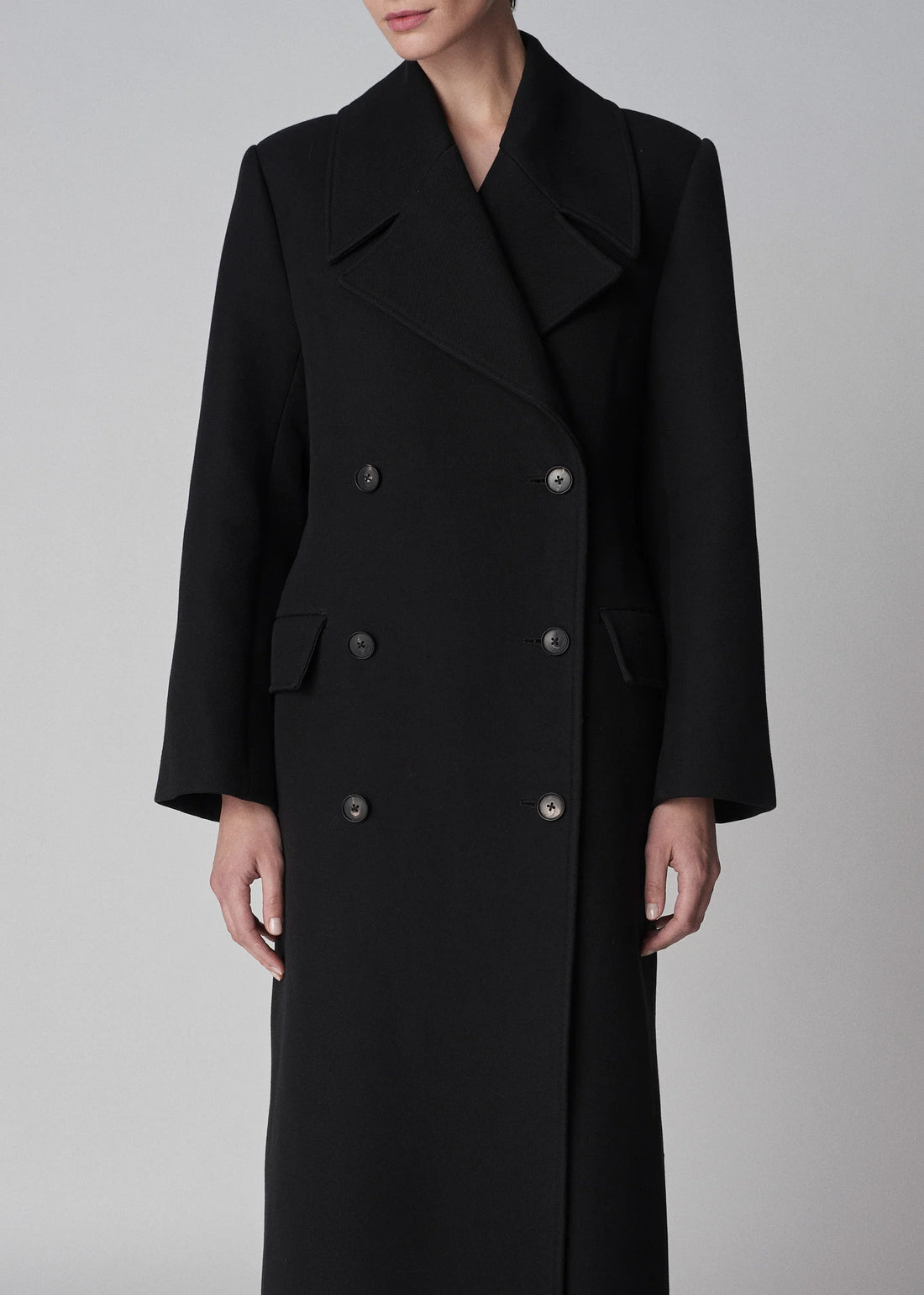 CO Long Peacoat in Double Cotton
