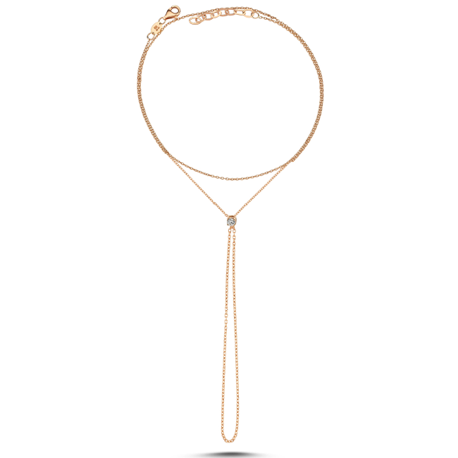 ECCE Drop Single Diamond Hand Necklace