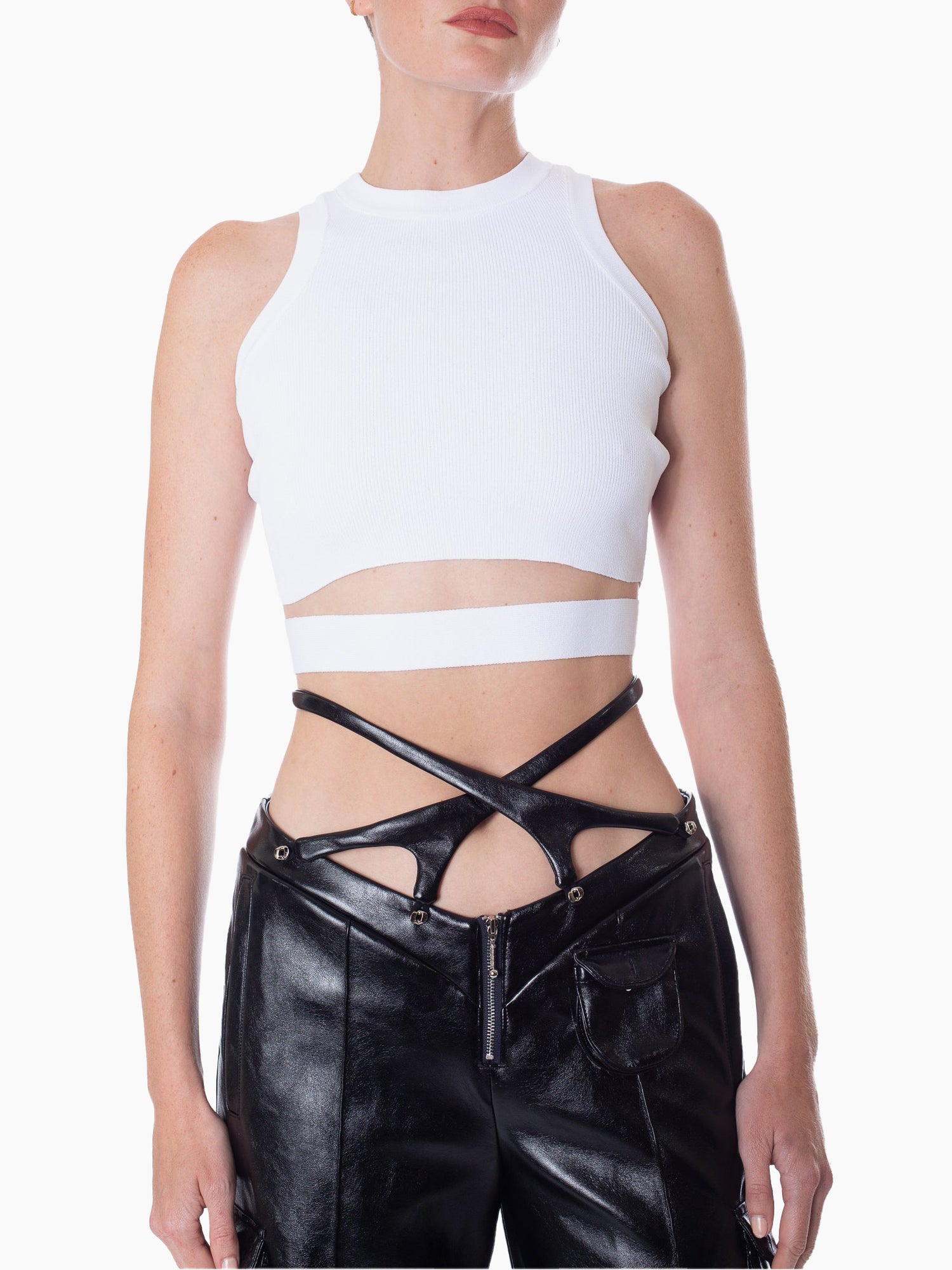 HAN WEN STUDIO V-waist Leather Cargo Pant with Detachable Strappy Wais –  SHOPCURVE