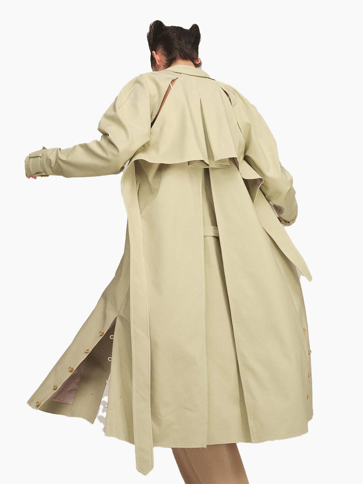 HAN WEN STUDIO Layered-Back Cotton Trench Coat