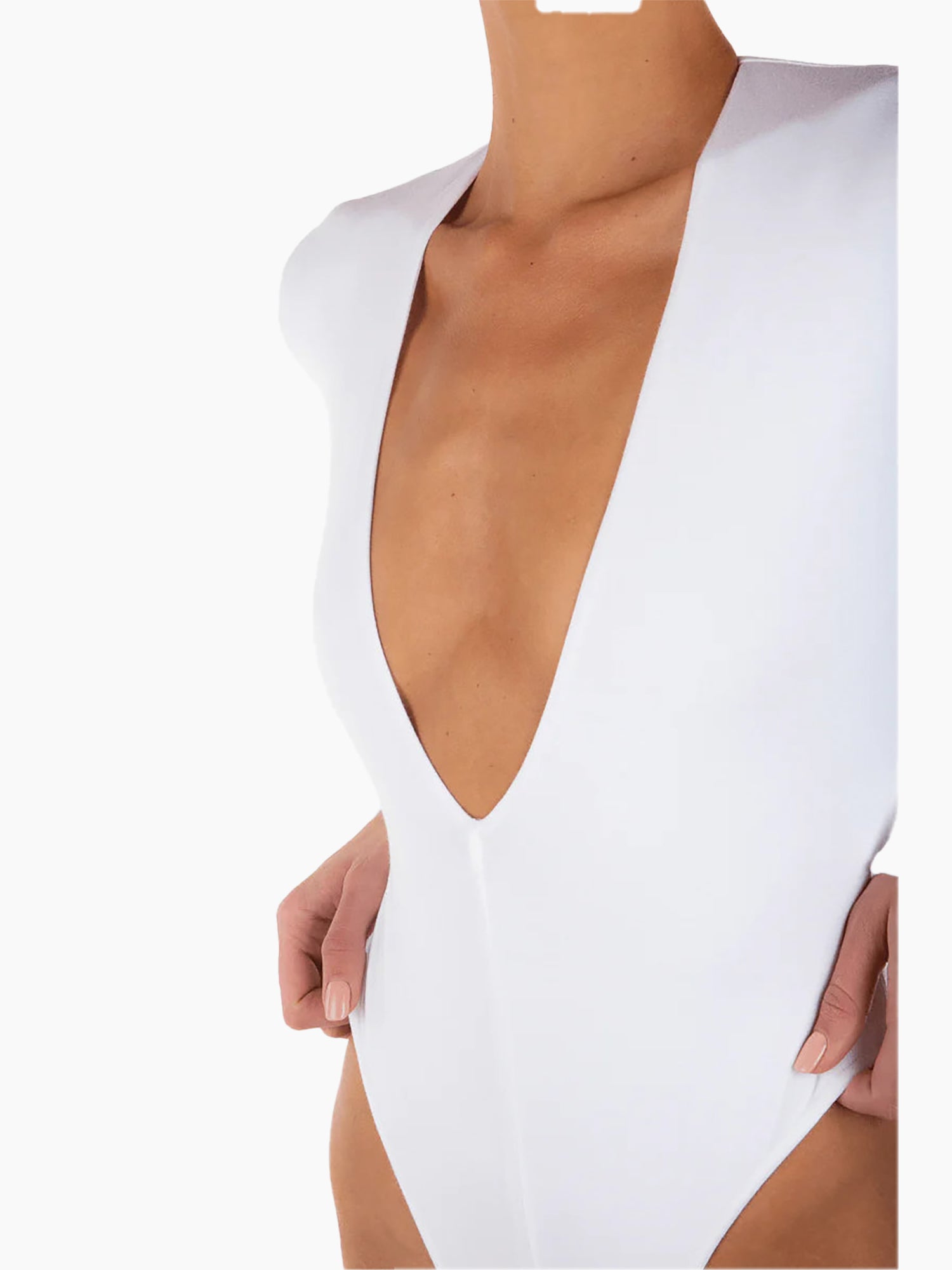 SEMIMAY Long Sleeve Deep V Neck Bodysuit Breathable Cotton Stretch