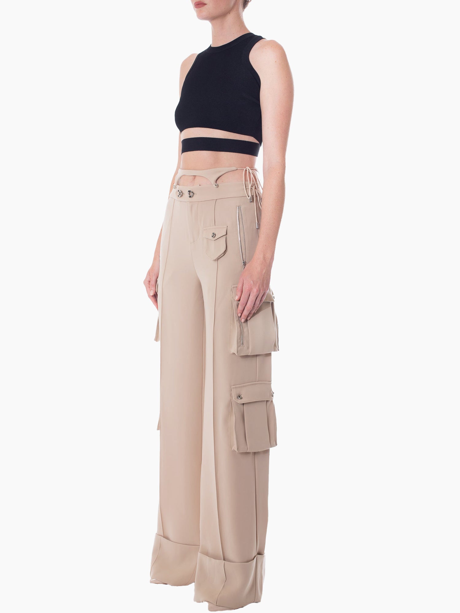 HAN WEN STUDIO Relaxed Fit Detachable Strappy Waist Cargo Trouser
