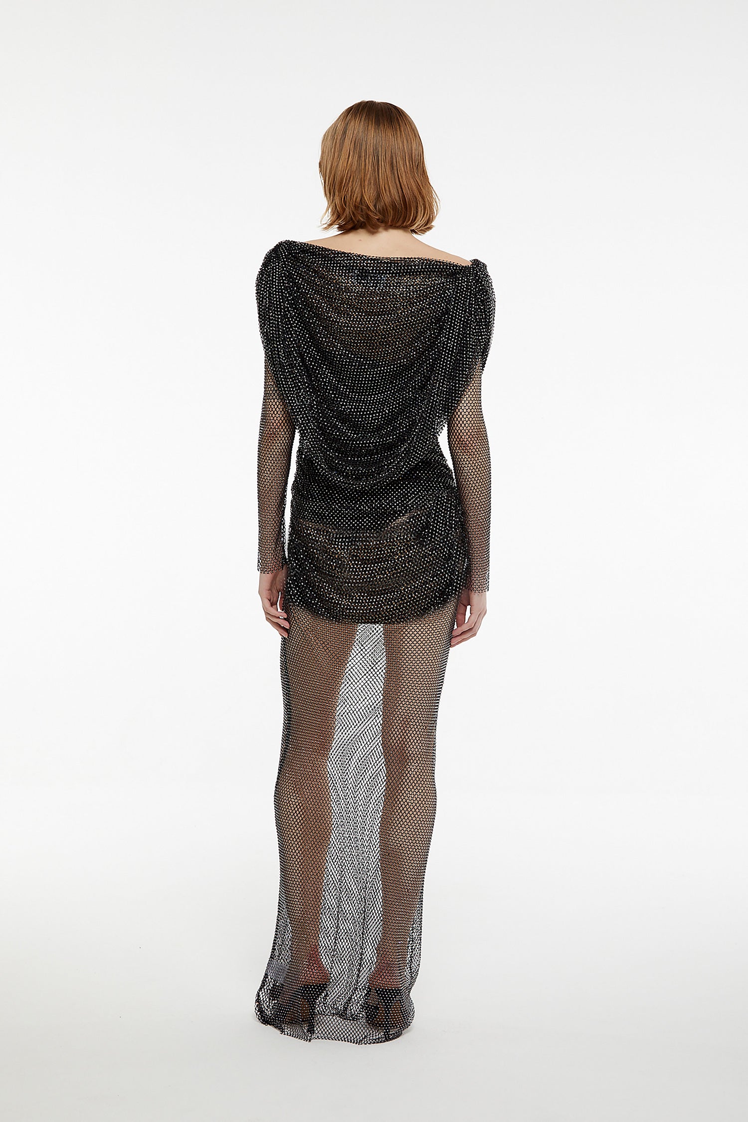 GIUSEPPE DI MORABITO Long Dress Hooded In Crystal Net