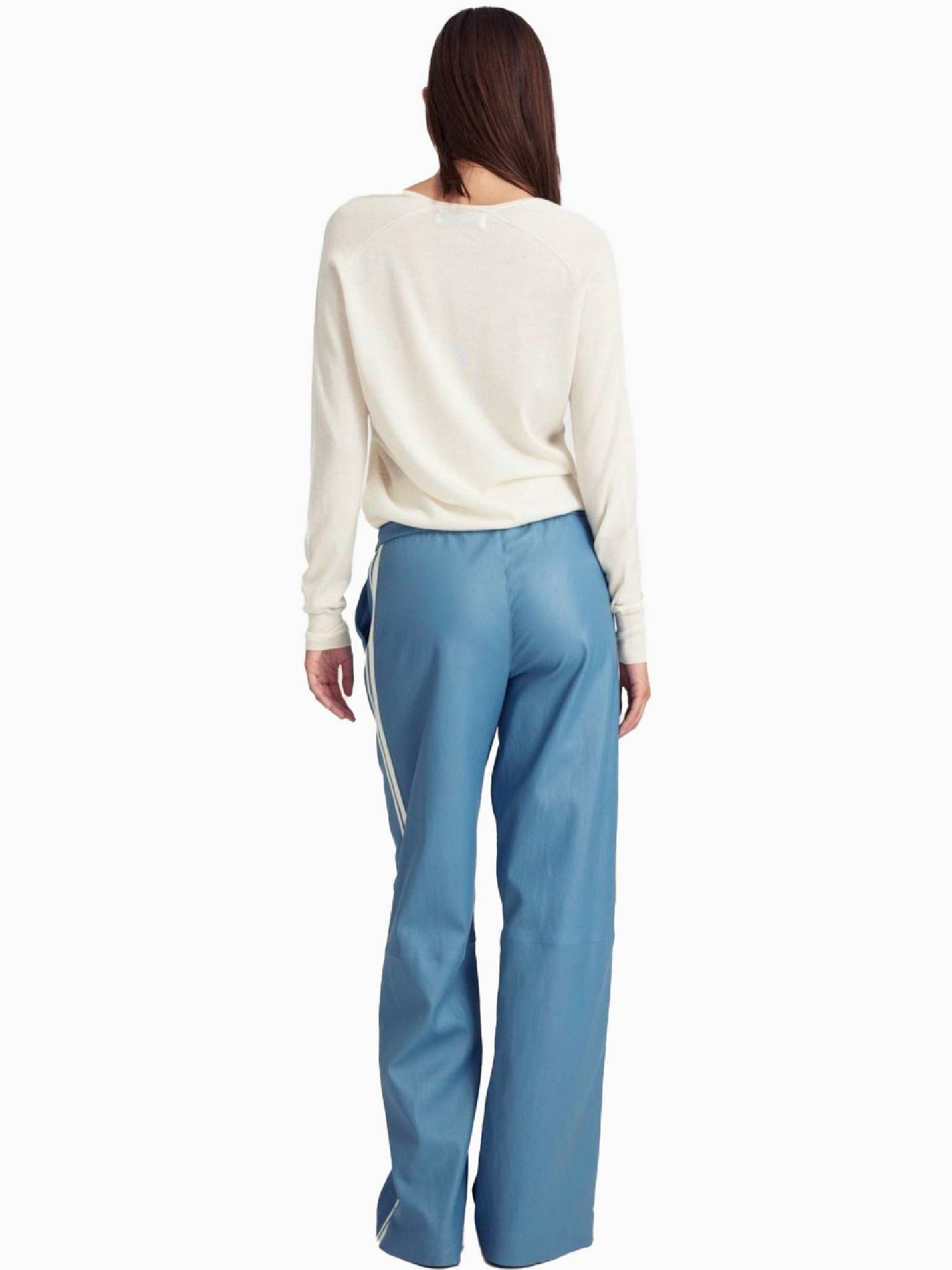 SPRWMN Baggy Leather Pants in Blue