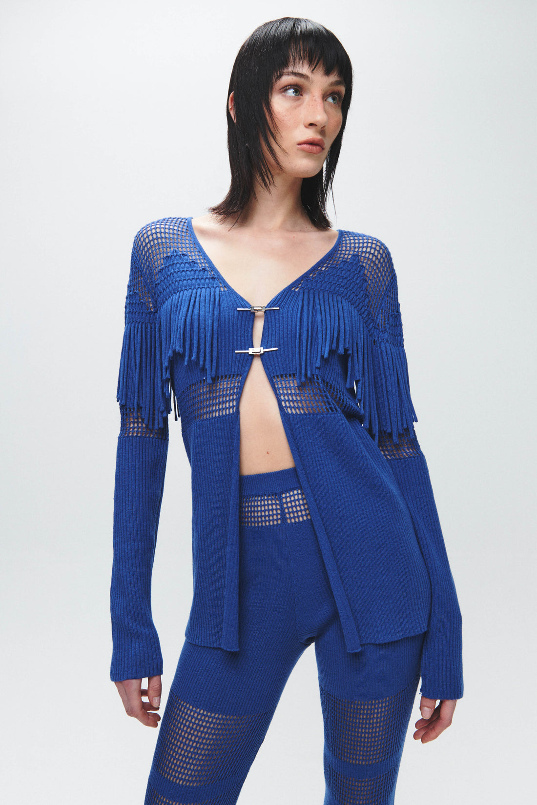 HAN WEN STUDIO Mesh Fringe Cardigan