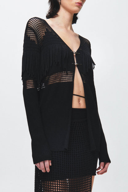 HAN WEN STUDIO Mesh Fringe Cardigan