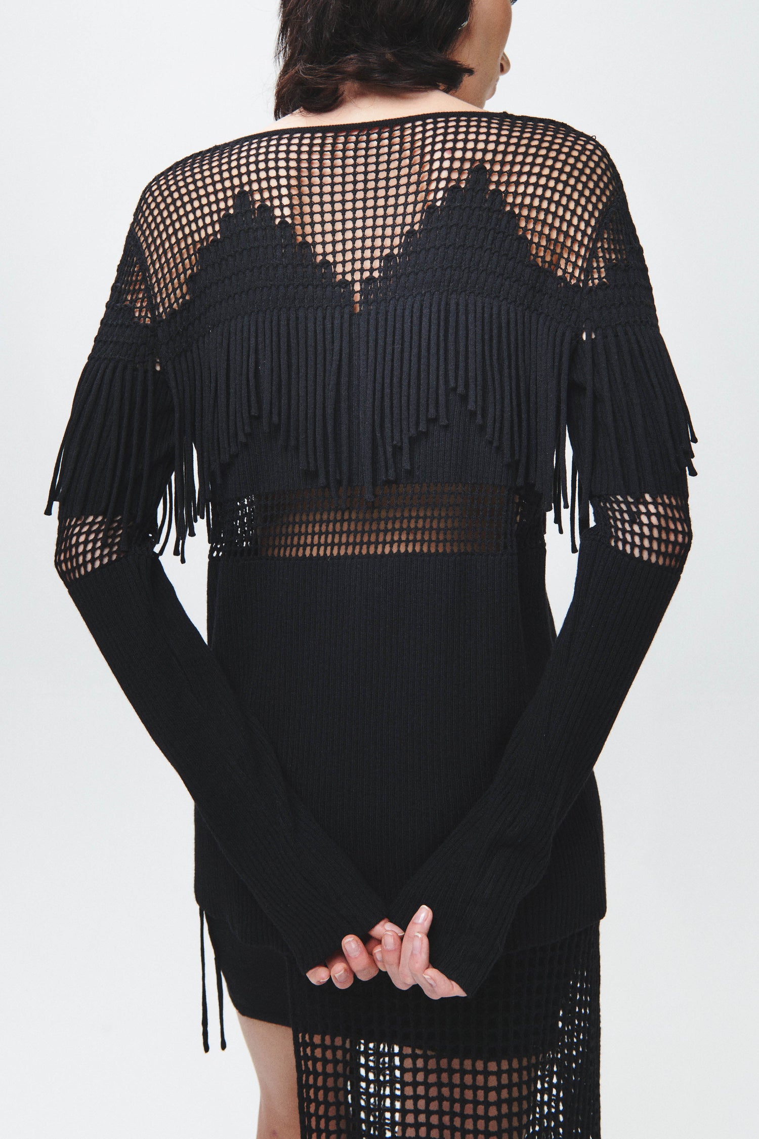 HAN WEN STUDIO Mesh Fringe Cardigan