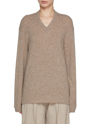 GIA STUDIOS Quartz Wool Blend V-neck Long Sleeve Top