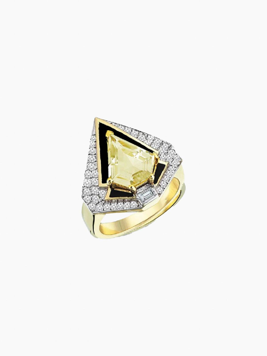 MELIS GORAL Vendome Sharp Yellow Topaz Diamond Ring