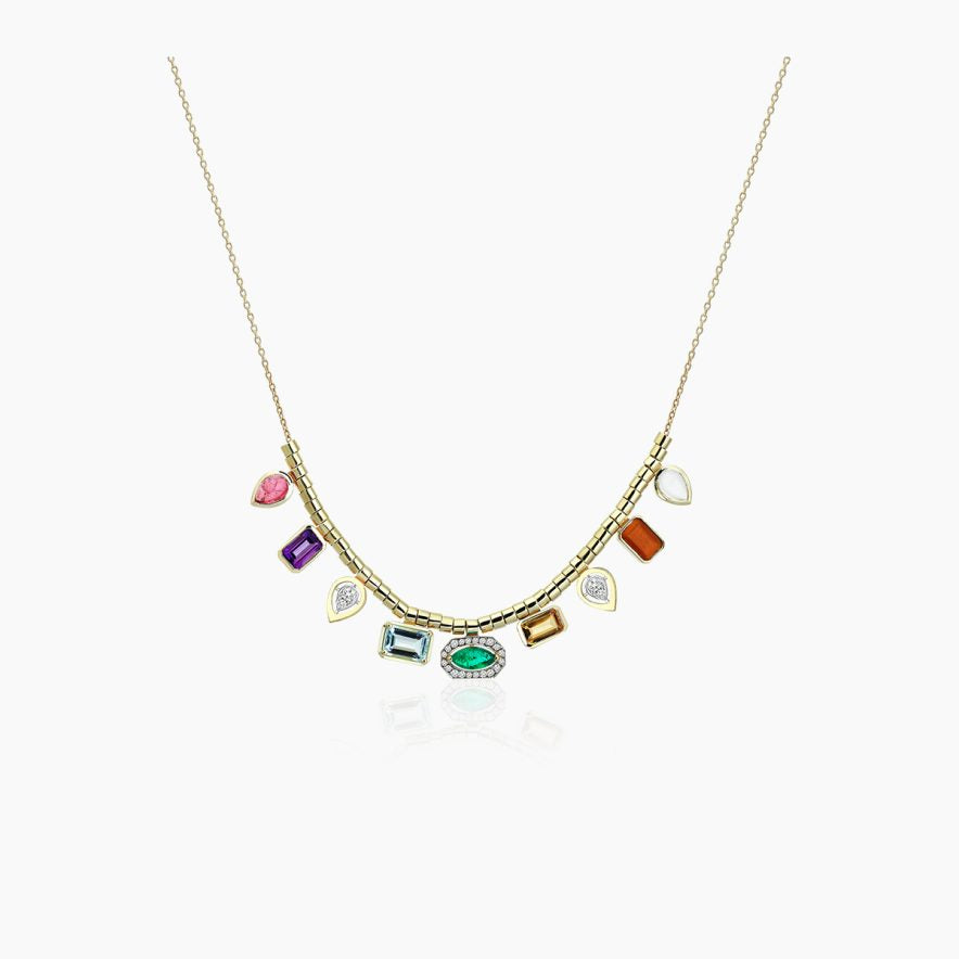 MELIS GORAL Focus Chakra Charms Necklace With Gold Beads