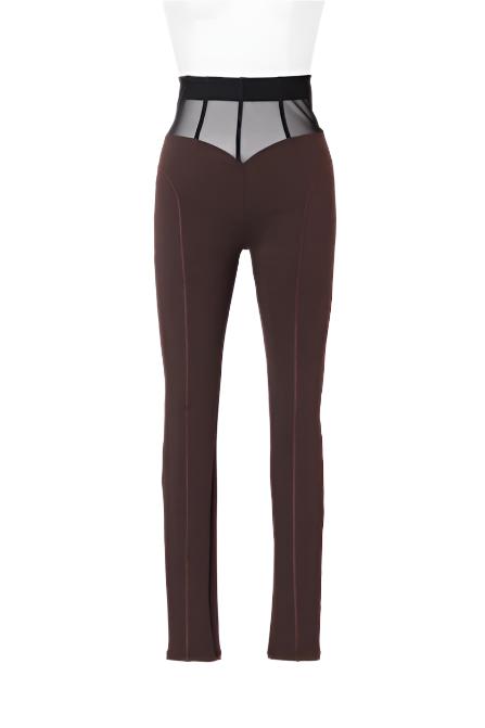 FETICO Jersey and Mesh Leggings in Brown