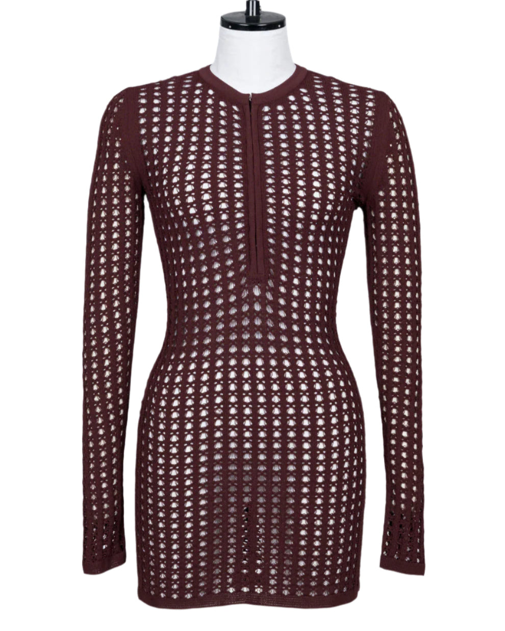 FETICO Mesh Knit Long-Sleeve Dress