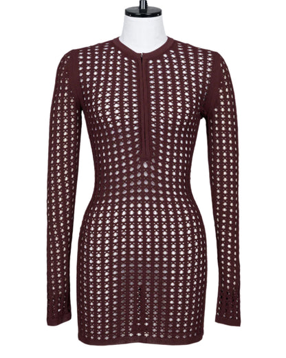 FETICO Mesh Knit Long-Sleeve Dress