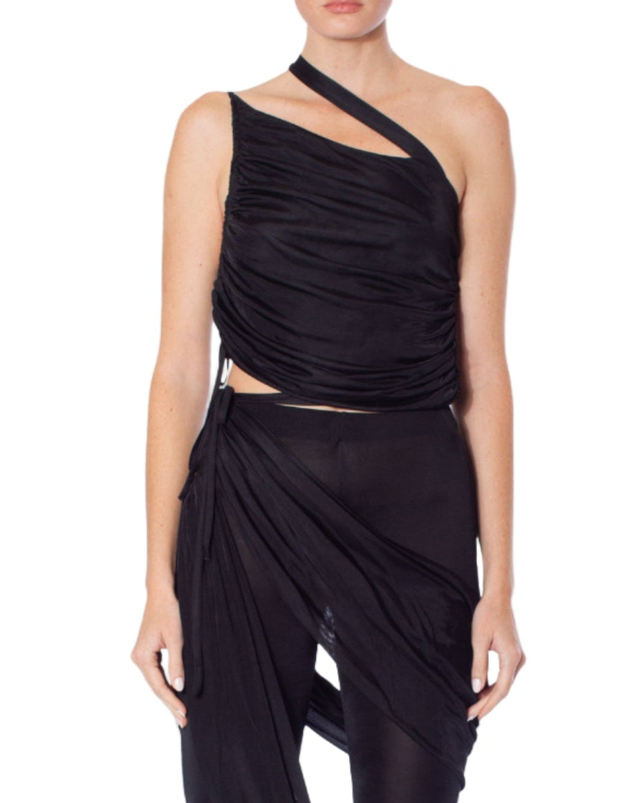 ANDREADAMO Draped Jersey Mono Shoulder Top