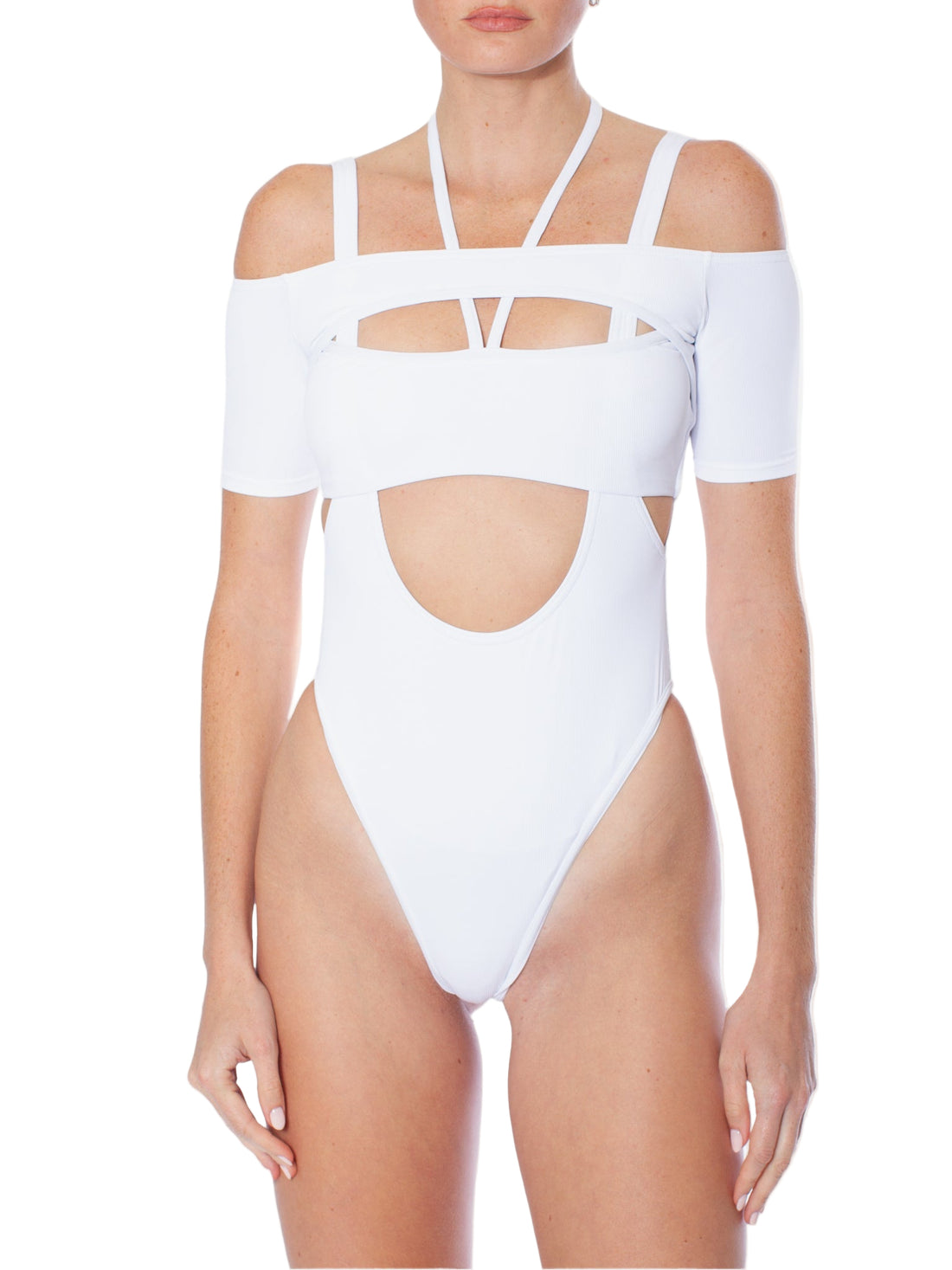 ANDREADAMO Swimsuit With Crop T-shirt and Strappy Details