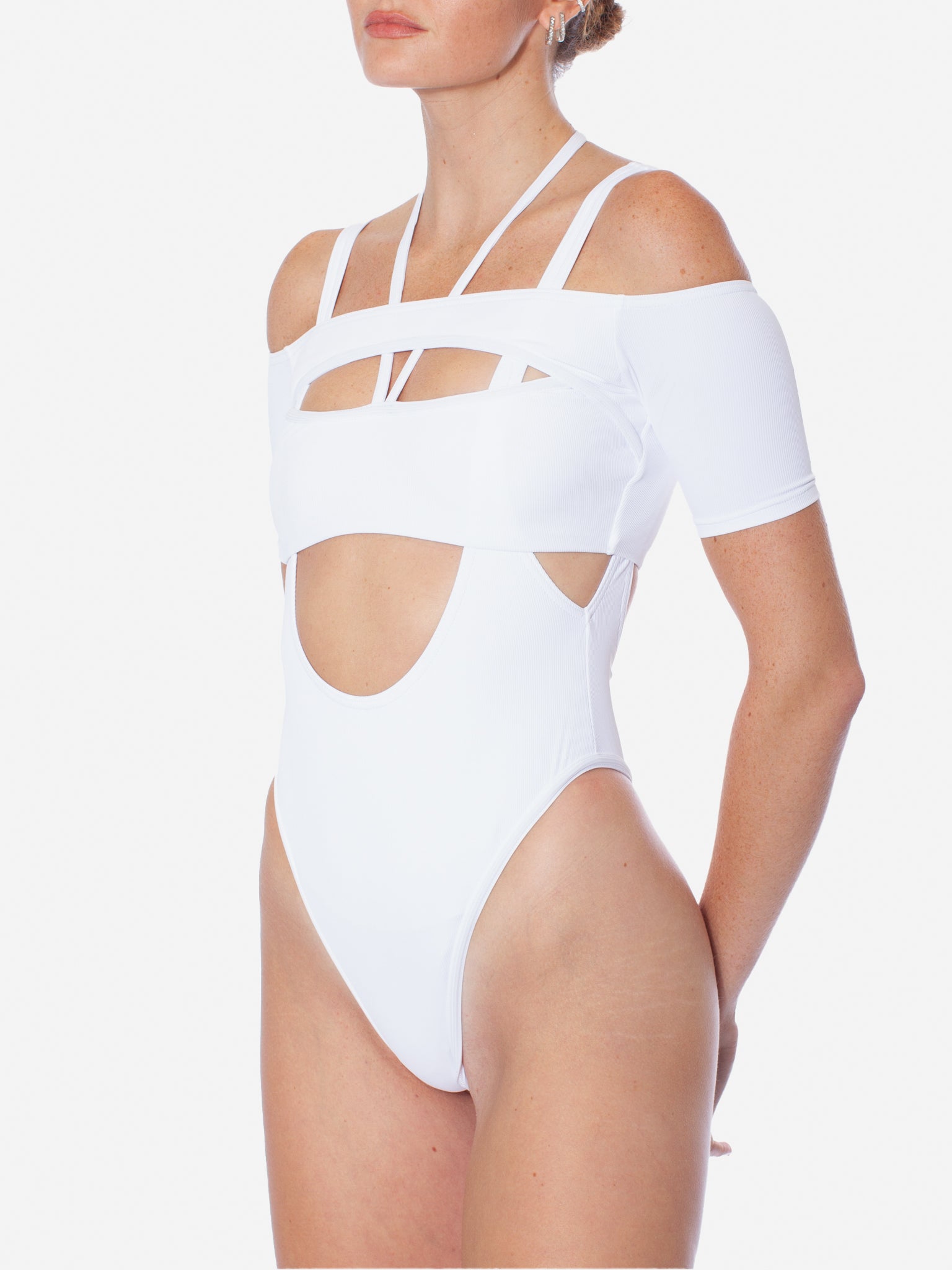 ANDREADAMO Swimsuit With Crop T-shirt and Strappy Details