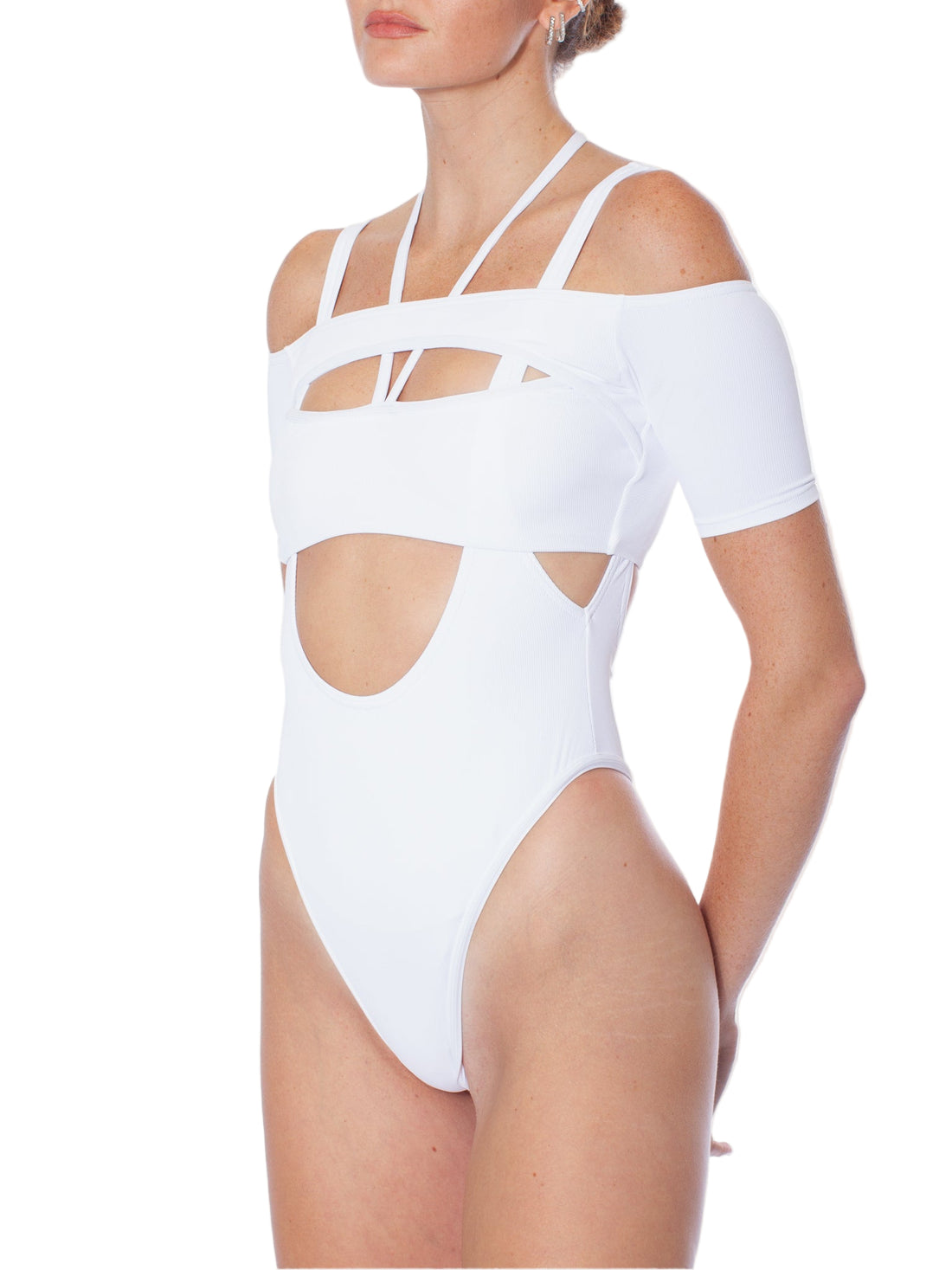 ANDREADAMO Swimsuit With Crop T-shirt and Strappy Details