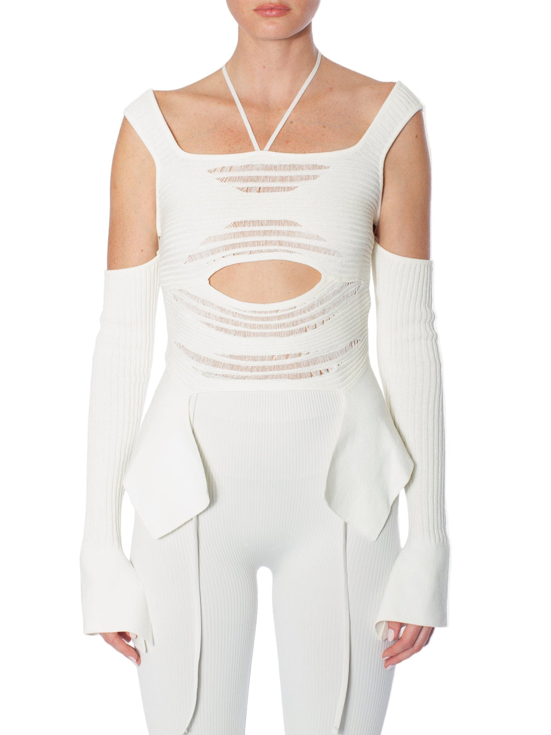 ANDREADAMO Ribbed Knit Top With Floating Details