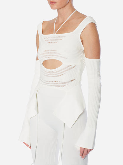 ANDREADAMO Ribbed Knit Top With Floating Details