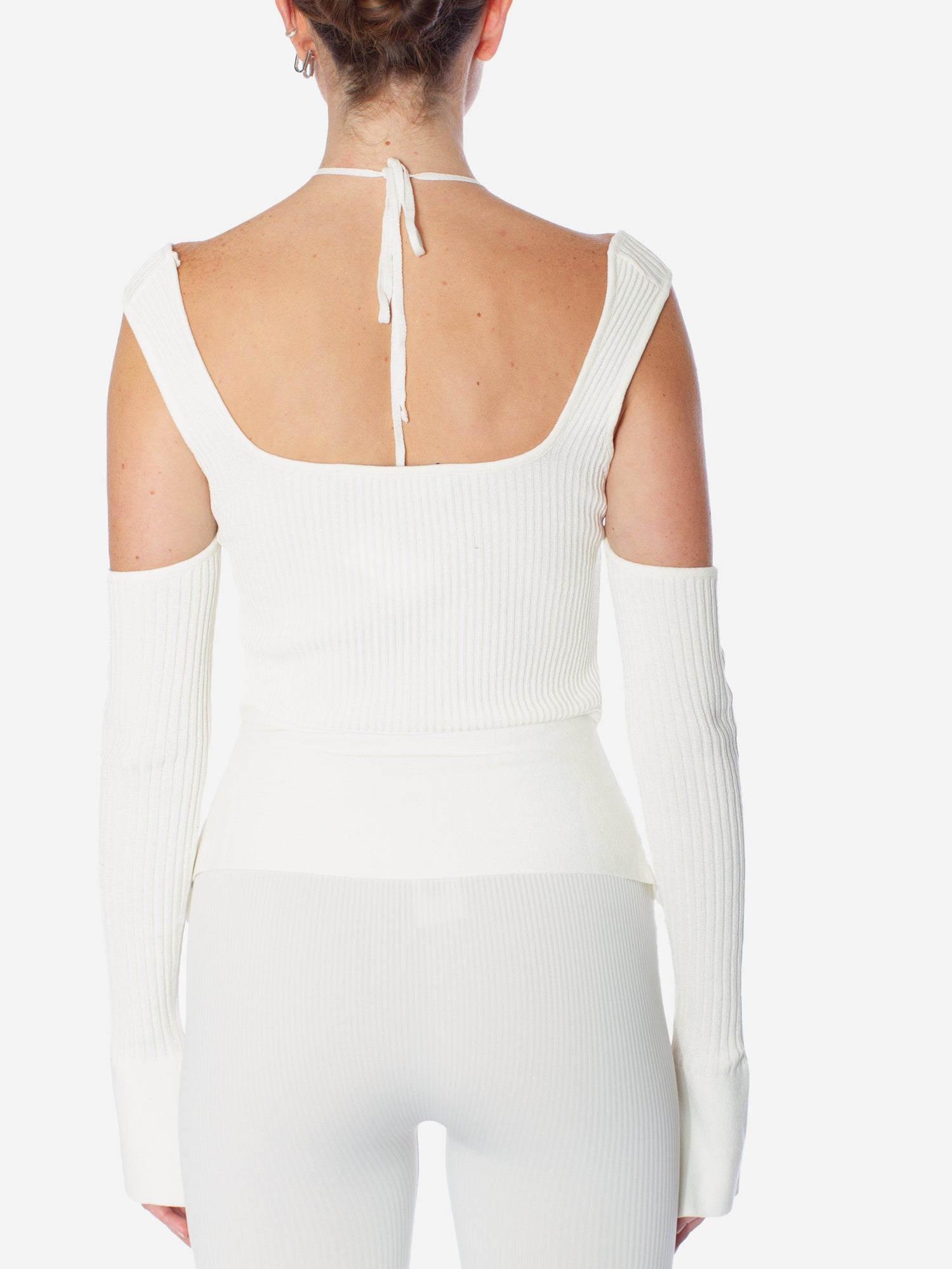 ANDREADAMO Ribbed Knit Top With Floating Details