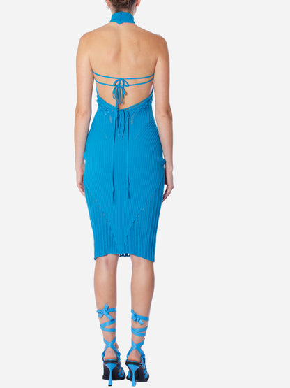 ANDREADAMO Ribbed Knit Midi Dress With Floating Details