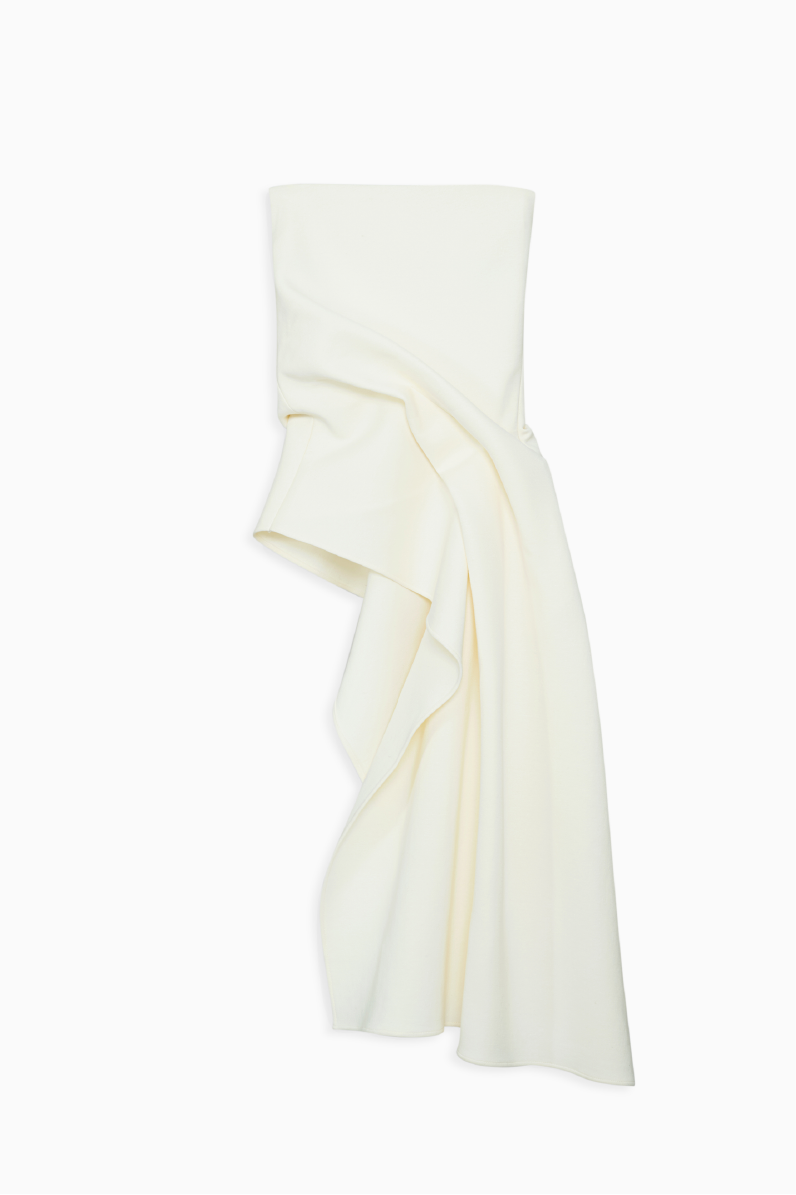 GIA STUDIOS Cream Asymmetric Draped Top