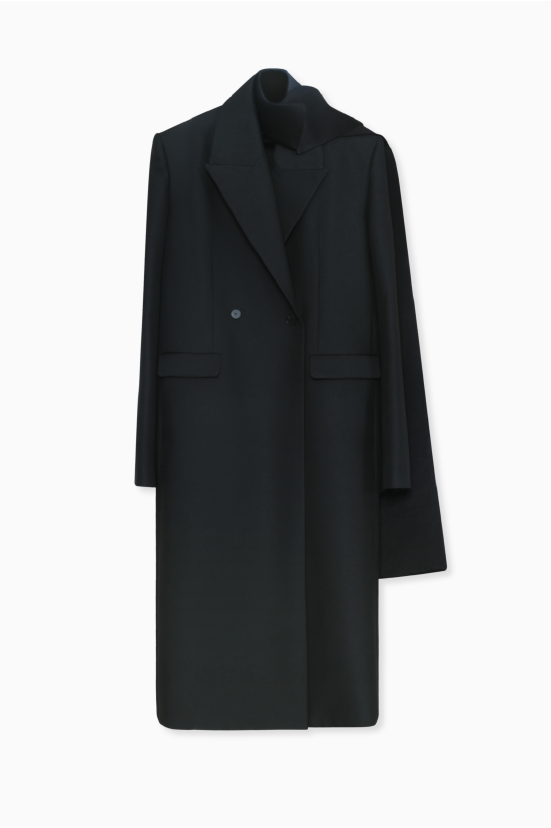 GIA STUDIOS Black Notched Lapel Double Breasted Coat