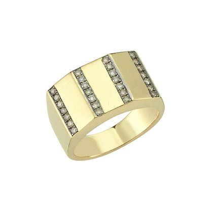 CHARMS COMPANY Geometric Ring Large with Champagne Diamonds