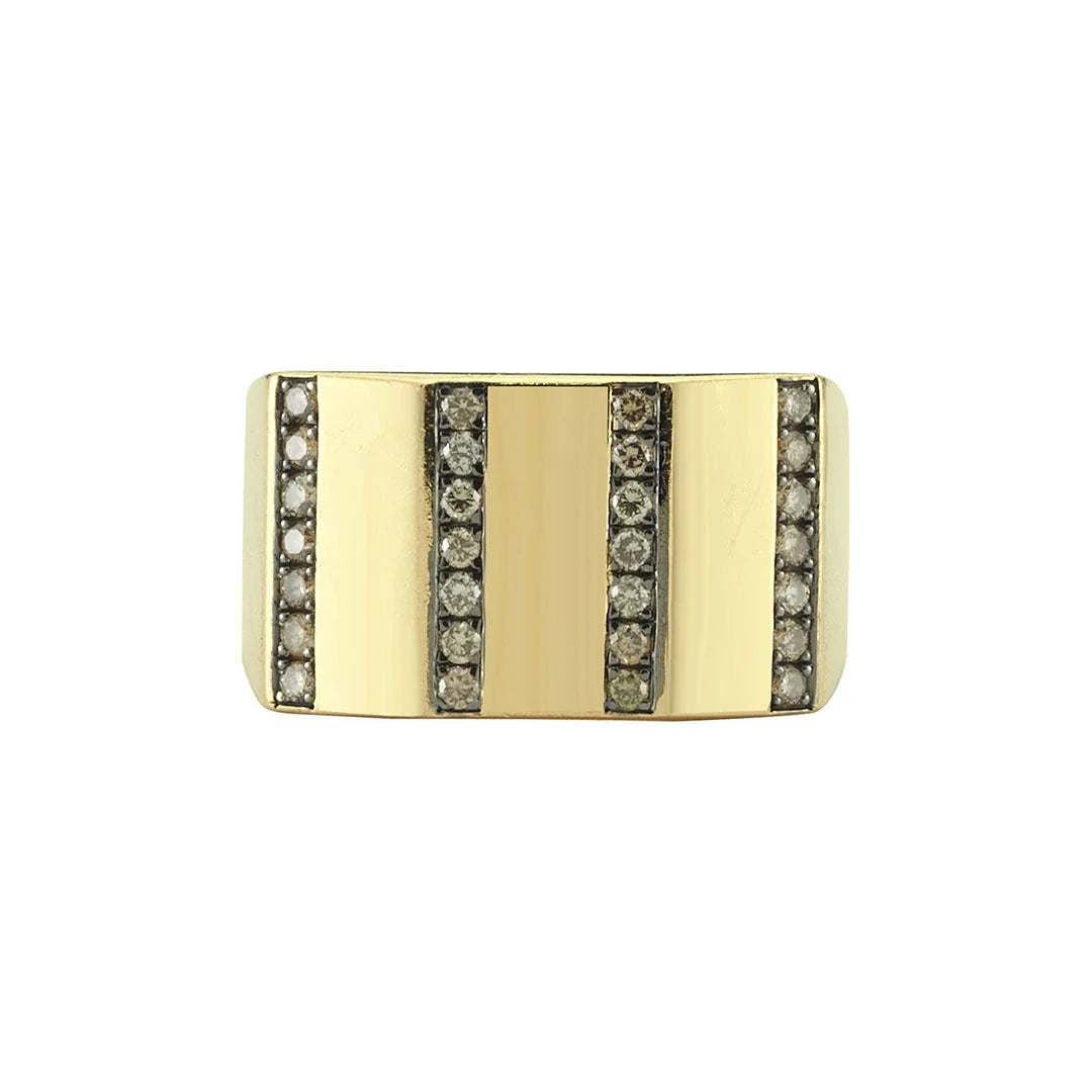 CHARMS COMPANY Geometric Ring Large with Champagne Diamonds