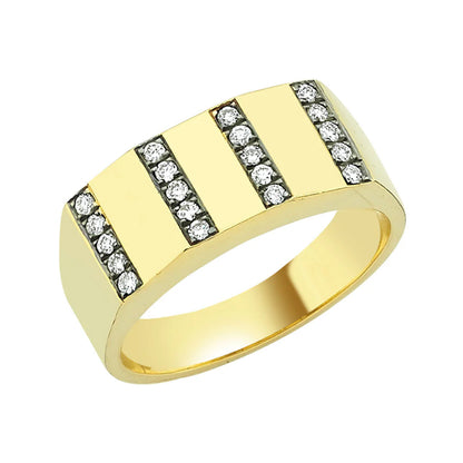 CHARMS COMPANY Geometric Ring Medium with Diamonds