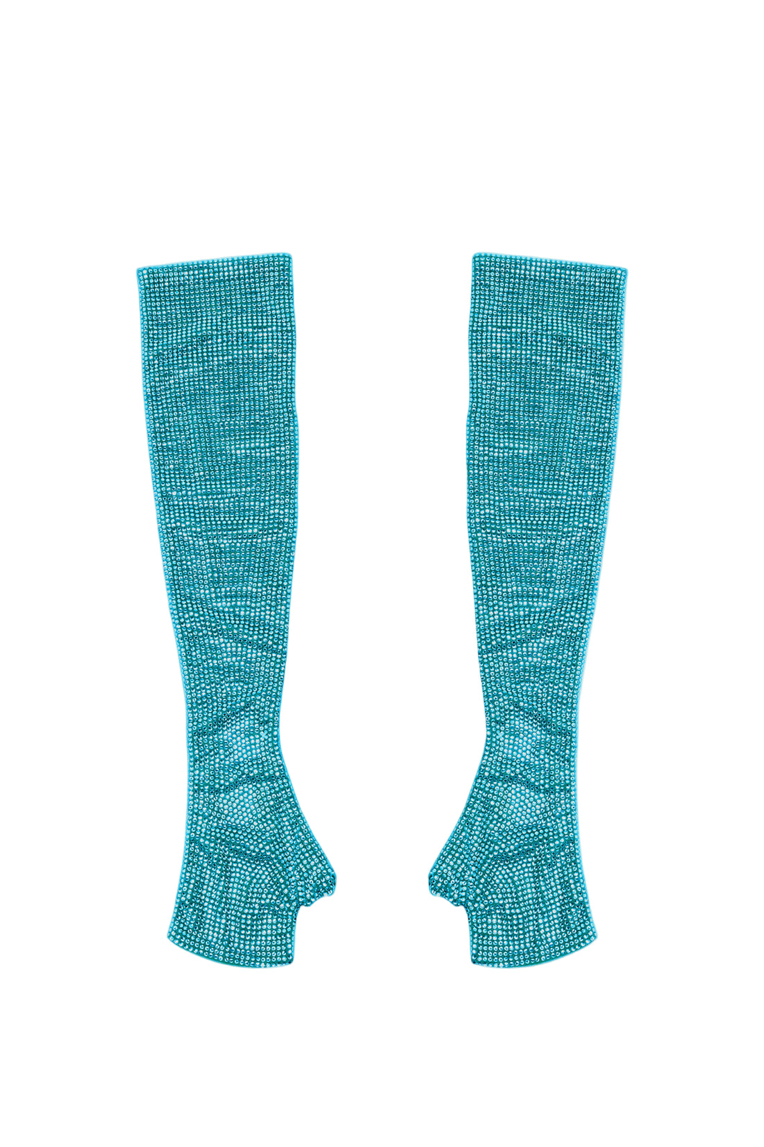 GIUSEPPE DI MORABITO Long Rhinestone-Covered Gloves in Blue