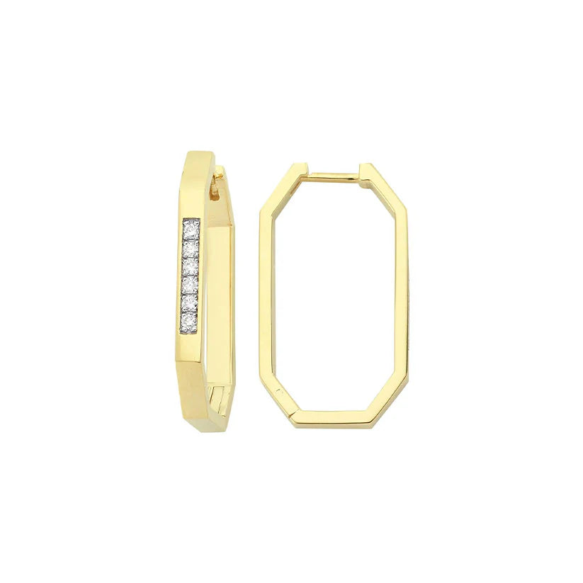 CHARMS COMPANY Geometric Thin Hoop with Diamonds (Single)