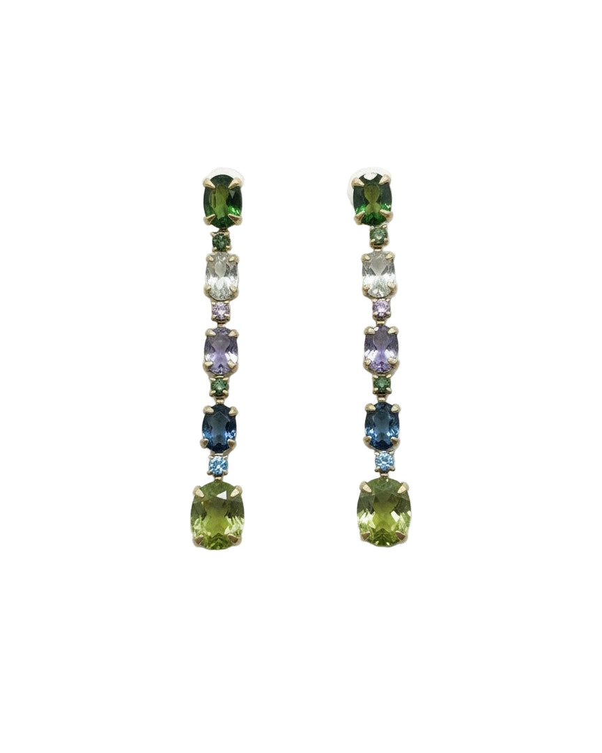 BEI TESORI Tear Drop Stone Earrings (Green)